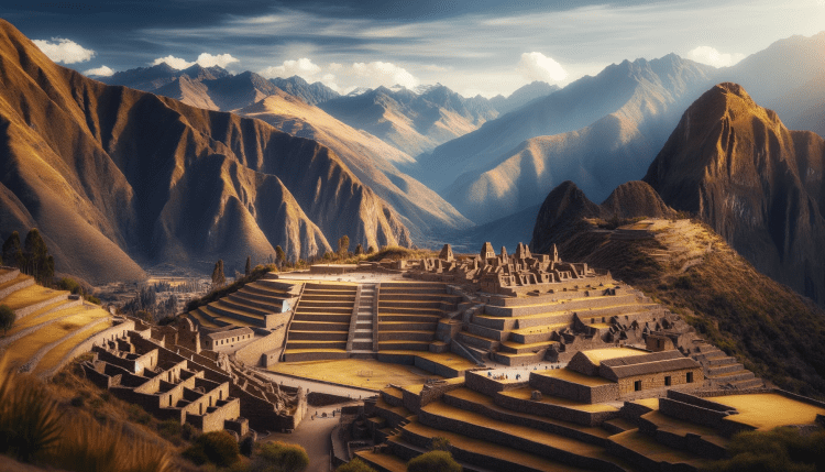 The ancient Incan ruins of Ollantaytambo in the Sacred Valley, Peru