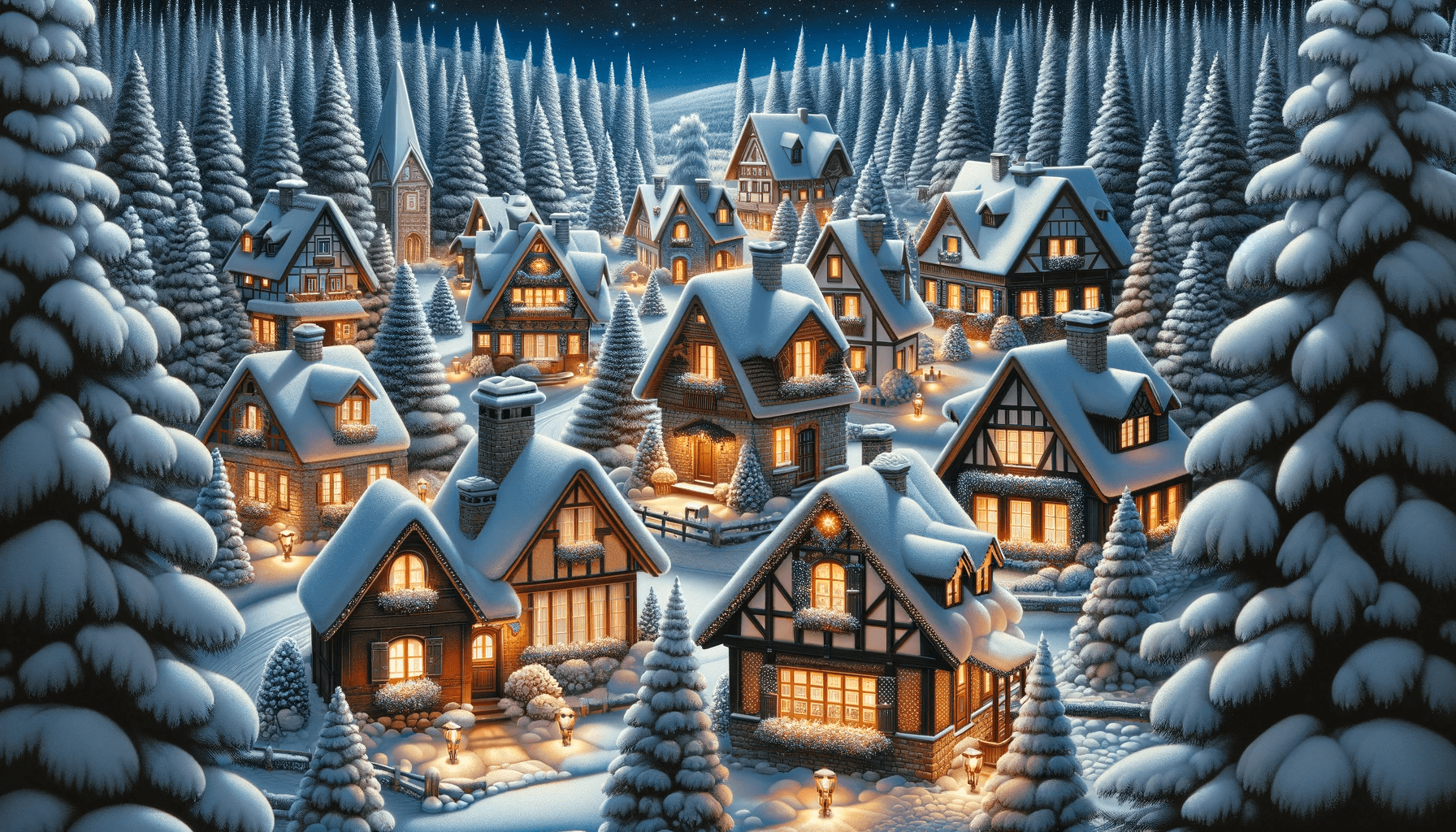 Village Snow Scene