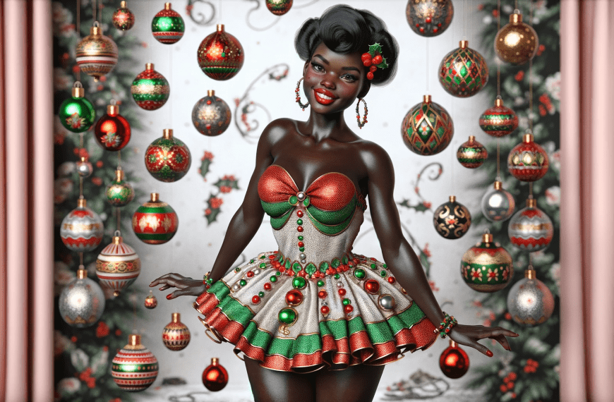 Woman in Christmas Ornament Dress