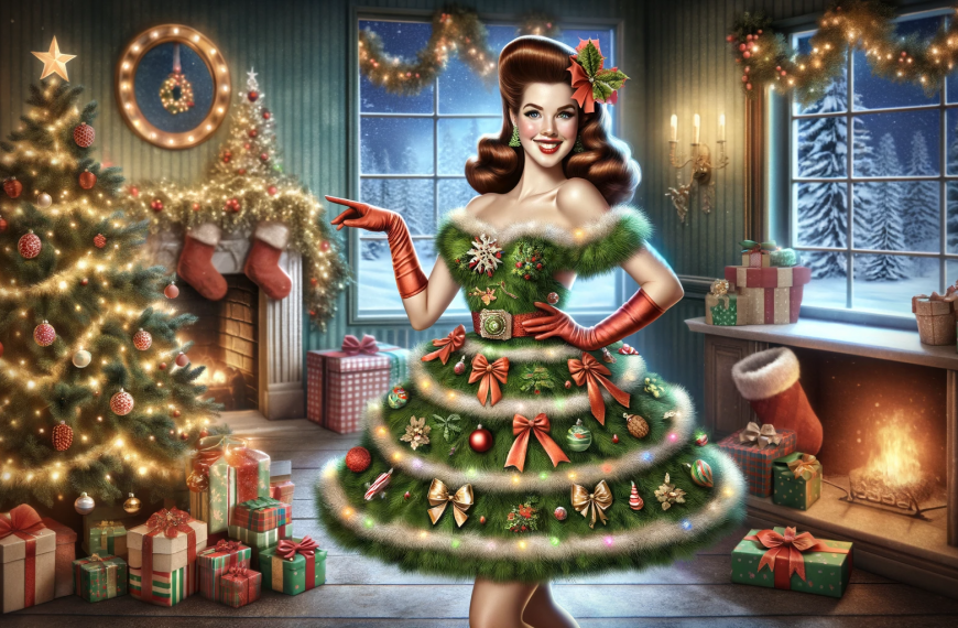 Woman in Christmas Tree Dress