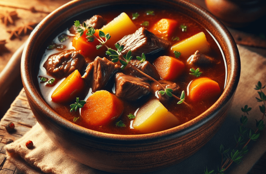a classic beef stew in a bowl