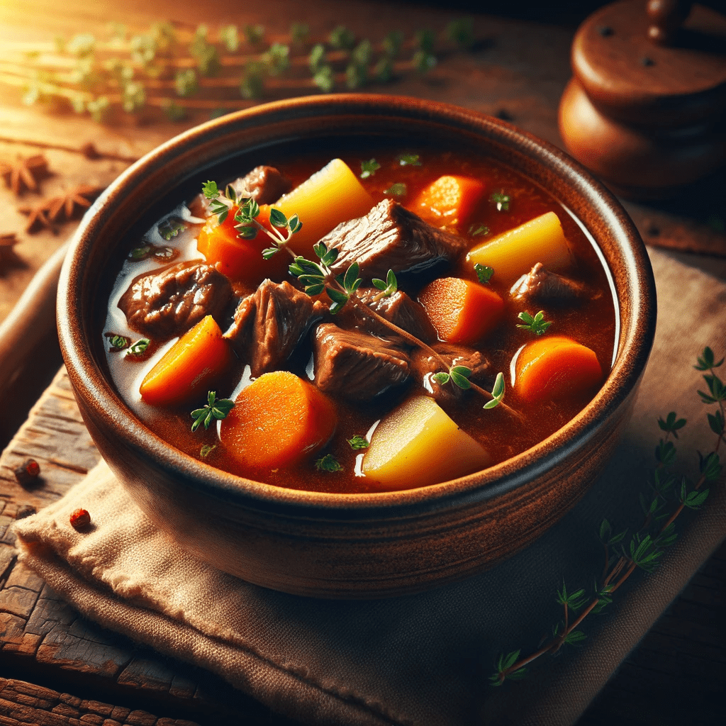 a classic beef stew in a bowl