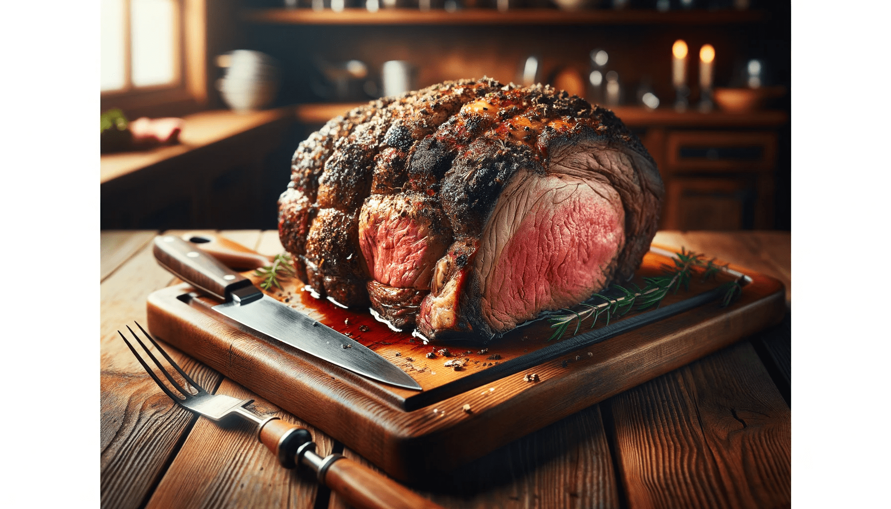 prime rib roast on a cutting board